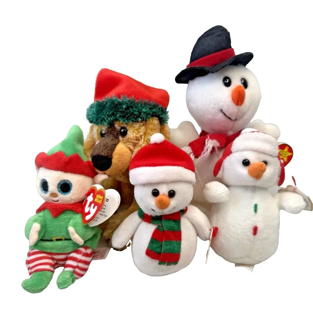 Ty Jingle Beanies Lot 5 Jinglepup Snowball Cottonball Snowcap Elfonzo NEW